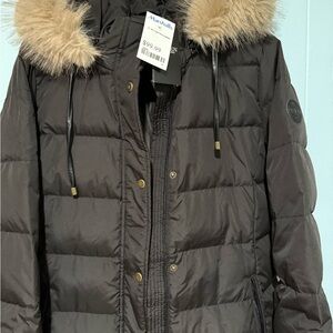 Ralph Lauren Dark Puffer Jacket with Faux Fur Hood